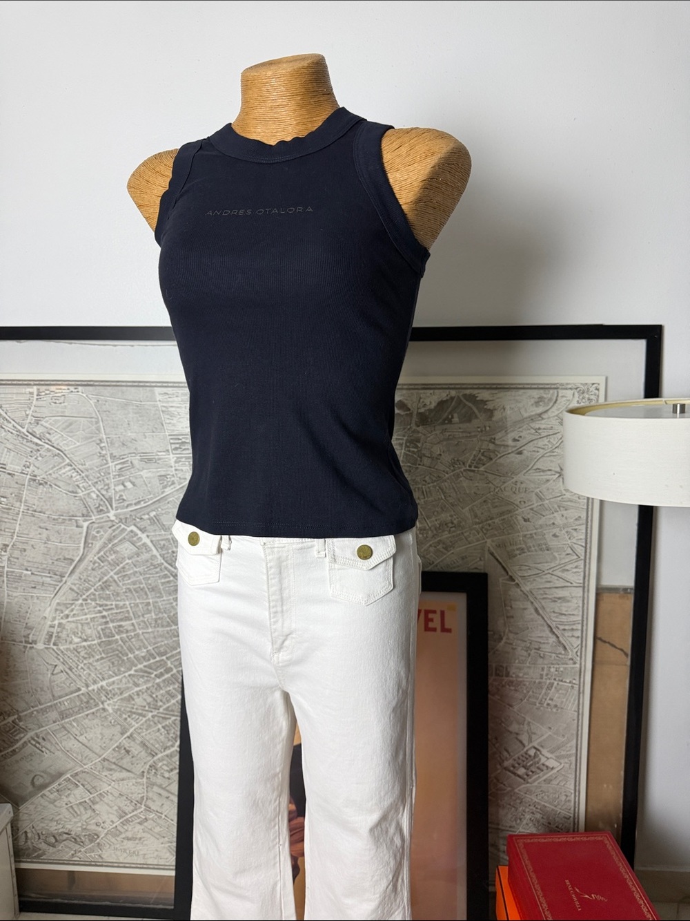 ANDRES OTALORA navy blue top Size M